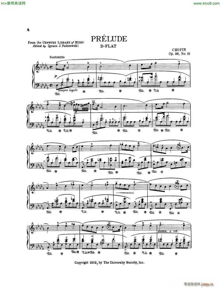 Chopin Op 28 No 15 Prlude in Db major(V)1