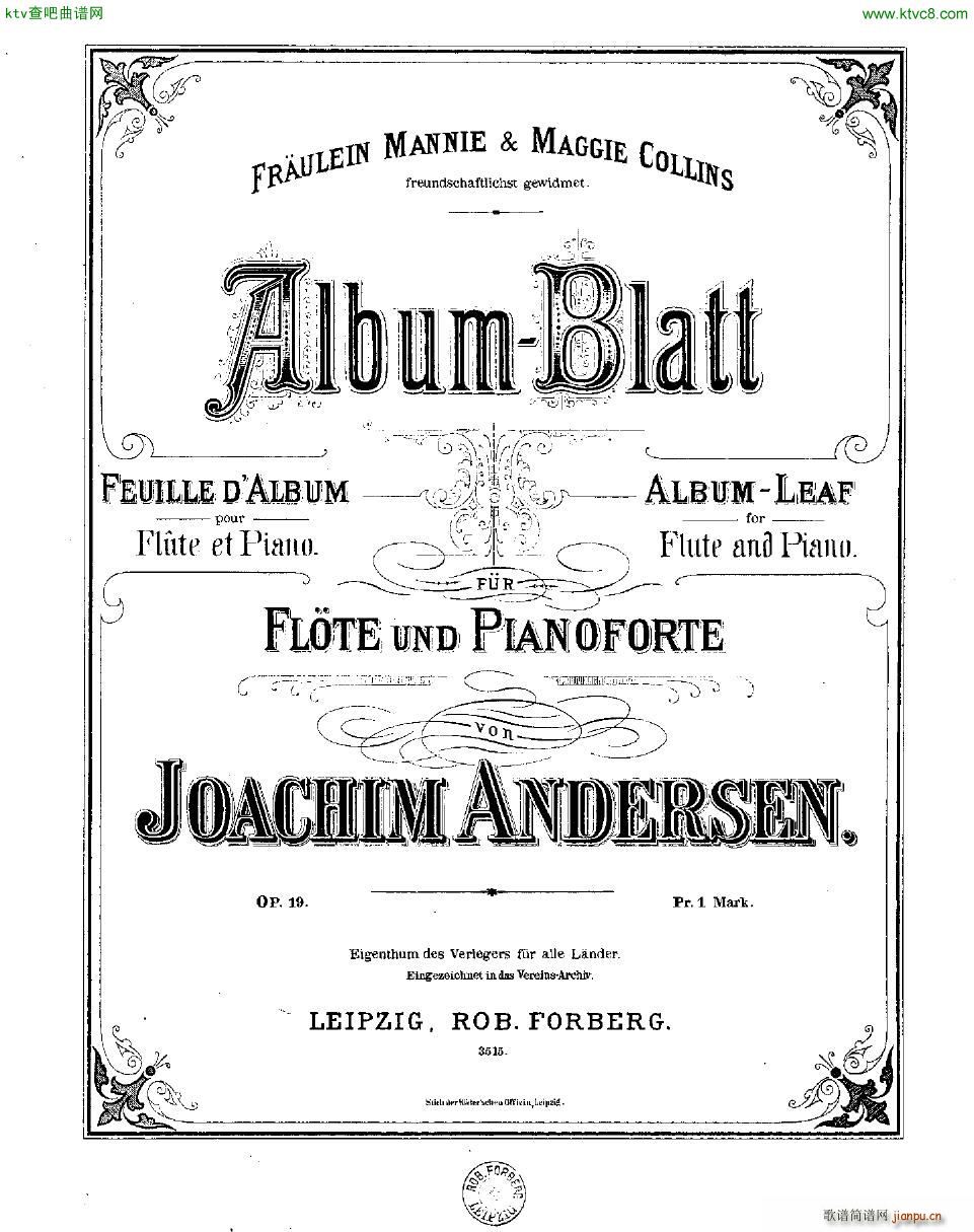 Andersen op 19 Album Blatt fl pno(V)1