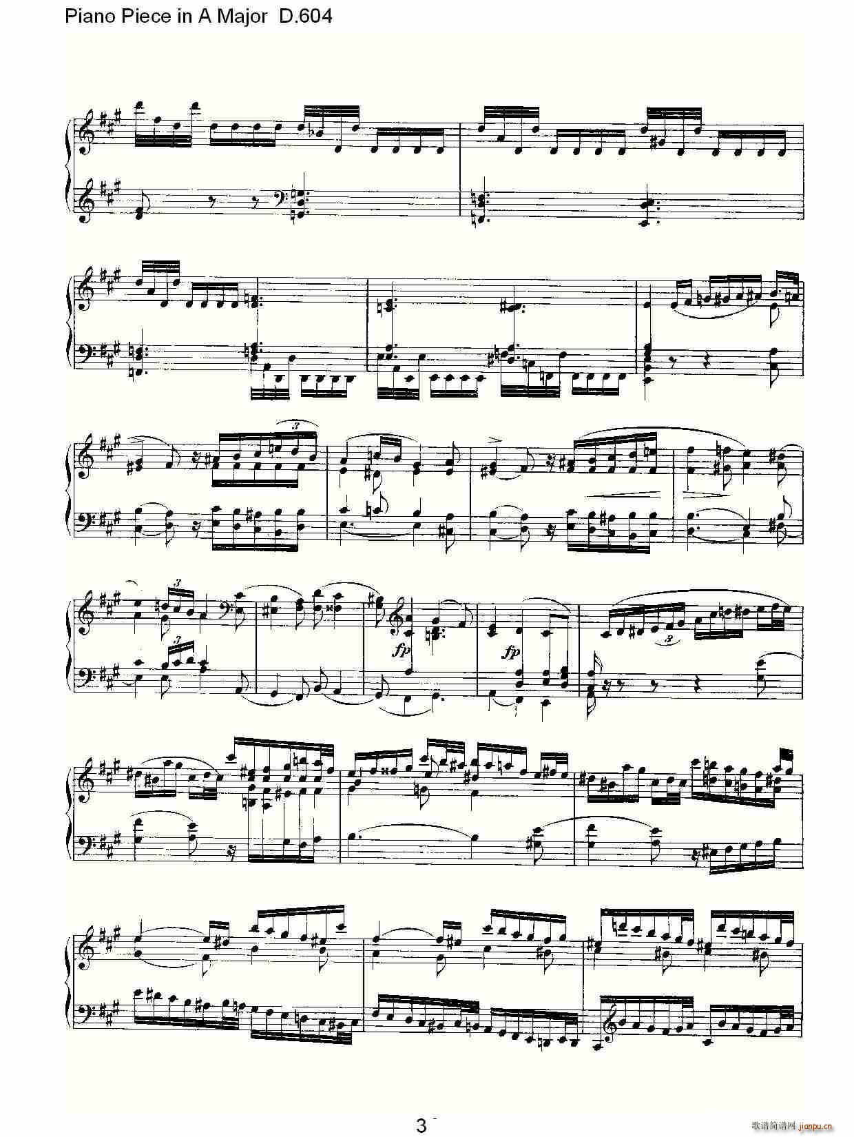 Piano Piece in A Major D.604(V)3