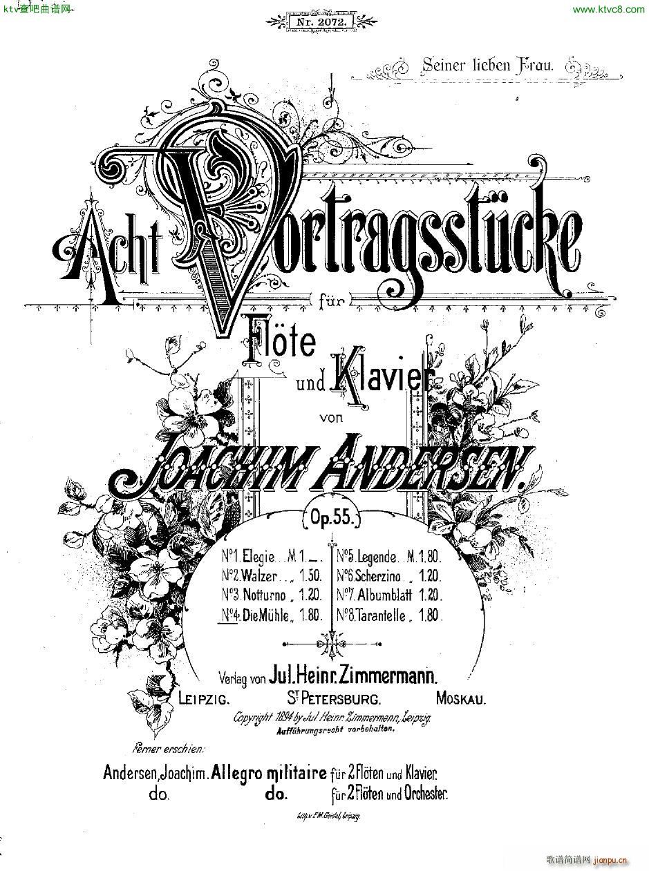 Andersen op 55 Acht Vortragsstcke fl pno(V)20