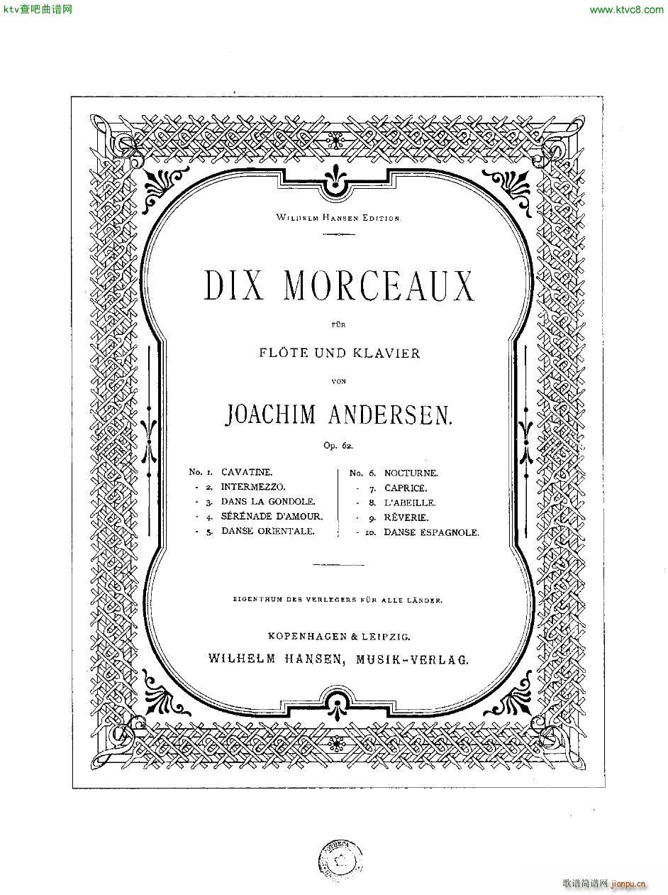 Andersen op 62 Dix Morceaux fl pno(V)14