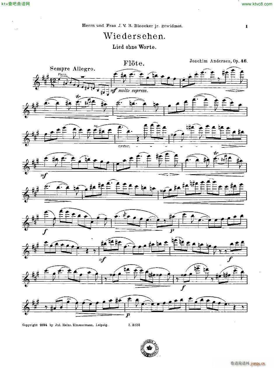 Andersen op 46 Wiedersehen fl pno(V)6