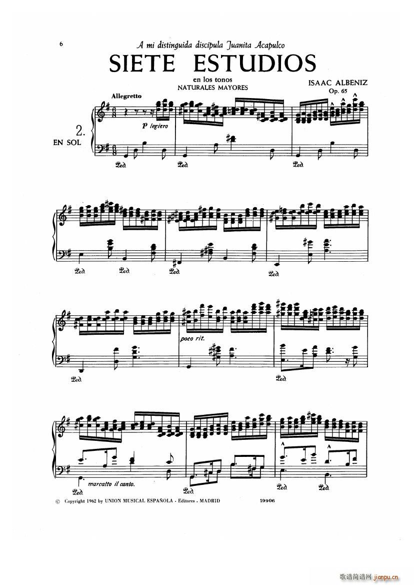 Albeniz op 65 Etudes no 1 7(V)6